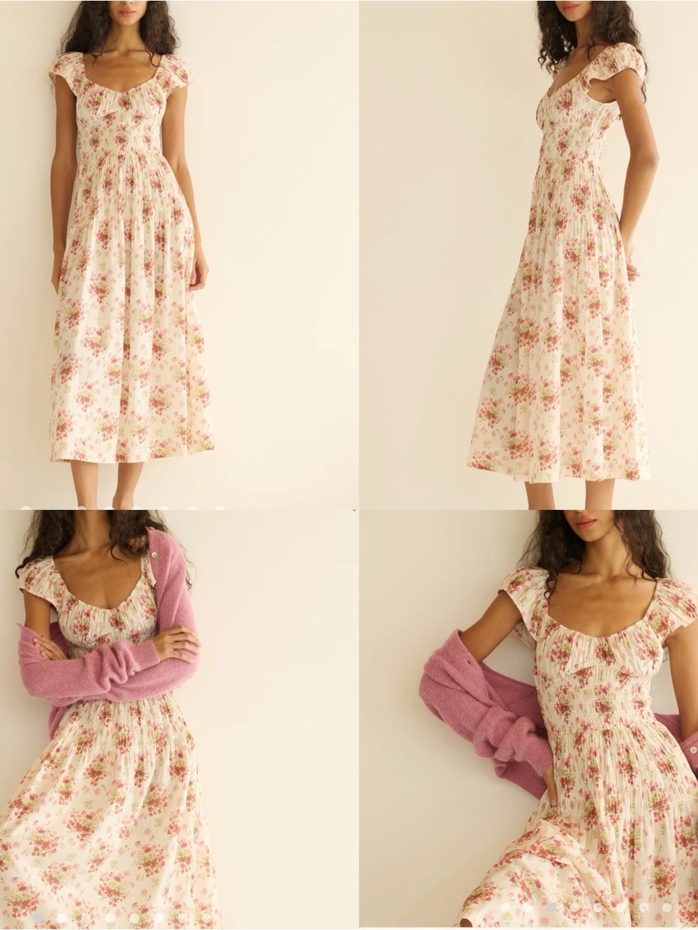 NWT $350 DOEN QUINETTE DRESS in IVORY LANTANA FLORAL Sz Medium - Picture 16 of 16